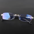 thumbnail image 1 of Zilead-gafas de lectura sin montura para hombre y mujer, lentes cuadradas sin marco para presbicia, con aumento de luz azul, dioptrías + 100 + 400, 1 of 4