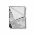 thumbnail image 2 of Eiffel Tower Soft Flannel Fleece Blanket, Paris Scene with Greyscale City Background and Pink Moped Romantic Photography, Cozy Plush for Indoor and Outdoor Use, 70" x 90", Grey Pink, by Ambesonne, 2 of 6