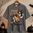 thumbnail image 2 of Feeling Witchy Halloween Shirt, Retro Witch Black Cat Coffee Graphic Tee, Vintage Fall Spooky Season Gift for Women, Unisex, 2 of 9