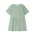 thumbnail image 6 of BRGZLK Summer Dresses for Kids, Girls Casual Round Neck Short Sleeve Linen Striped Tunic Midi Dress with Pockets Green 6-7 Years, 6 of 7