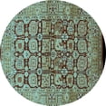 thumbnail image 1 of Ahgly Company Indoor Round Oriental Light Blue Traditional Area Rugs, 5' Round, 1 of 4