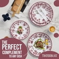 thumbnail image 3 of Trendables Fancy Plastic Party Plates, Burgundy Floral Plastic Plates For Wedding, 80 Pack - 40 of Each, 3 of 7