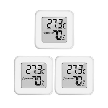 

Mini -Hygrometer Indoor 3PSC Thermometer Hygrometer and Humidity Monitor with LCD Screen White