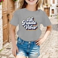 thumbnail image 2 of TIEVOSA T-Shirt d'Été à Manches Courtes pour Filles, Coupe Ample Décontractée, Col Rond, Imprimé Lettre Dessin Animé Mignon, Tee-Shirt Graphique Confortable et Respirant pour 3-10 Ans, Usage Quotidien pour 2-3 Ans (Gris), 2 of 4