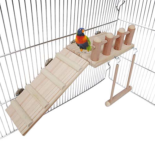 Bird Perches Cage Toys Bird Wooden Play Gyms Stands with Climbing