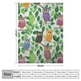 thumbnail image 4 of ONETECH  Owls Throw Blanket, Owl Pattern with Leaves Sleepy Confused Closed Crossed Eyes Funny Humor Comic, Flannel Accent Piece Soft Couch Cover for Adults,Green Pink, 4 of 6