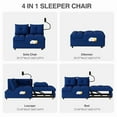 thumbnail image 3 of 4-in-1 Convertible Sleeper Sofa Bed with USB Port and Phone Stand, Velvet Futon Sofa Bed Loveseat with Adjustable Backrest, Foldable Small Couches for Living Room, Blue, 3 of 9