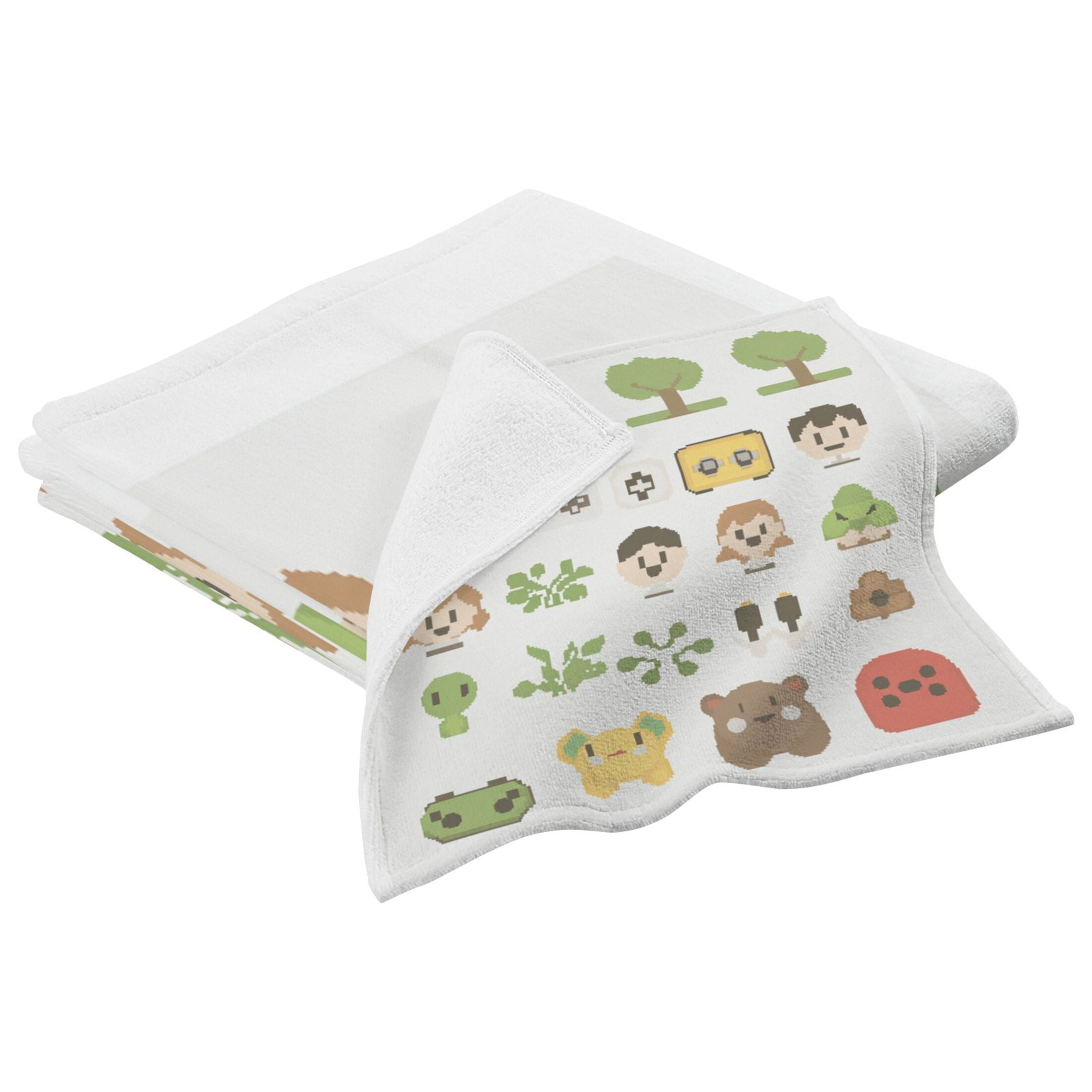 Retro Video Game Scene 2 Piece Cotton Bath and Face Towel Set Soft and Absorbent, for Beach Pool Bathroom