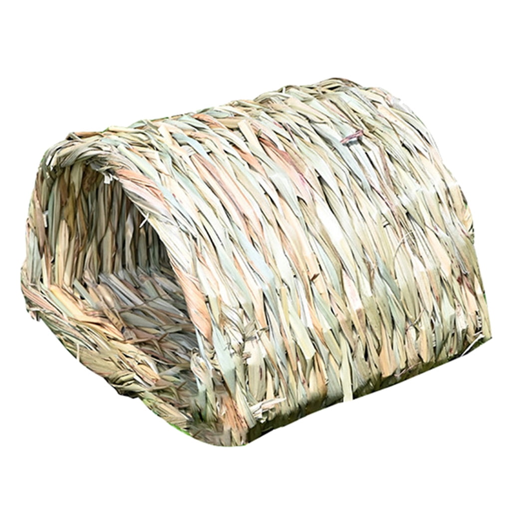 Woven Pet Bed Rabbit Grass House Bunny Tunnel Nest Chew Play Toys for Hamster