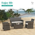 thumbnail image 5 of FHFO 4 Piece Patio Furniture Sets,Outdoor Wicker Conversation Set with Cushions and Tempered Glass Tabletop, for Porch, Garden, Lawn(Grey/Beige), 5 of 8