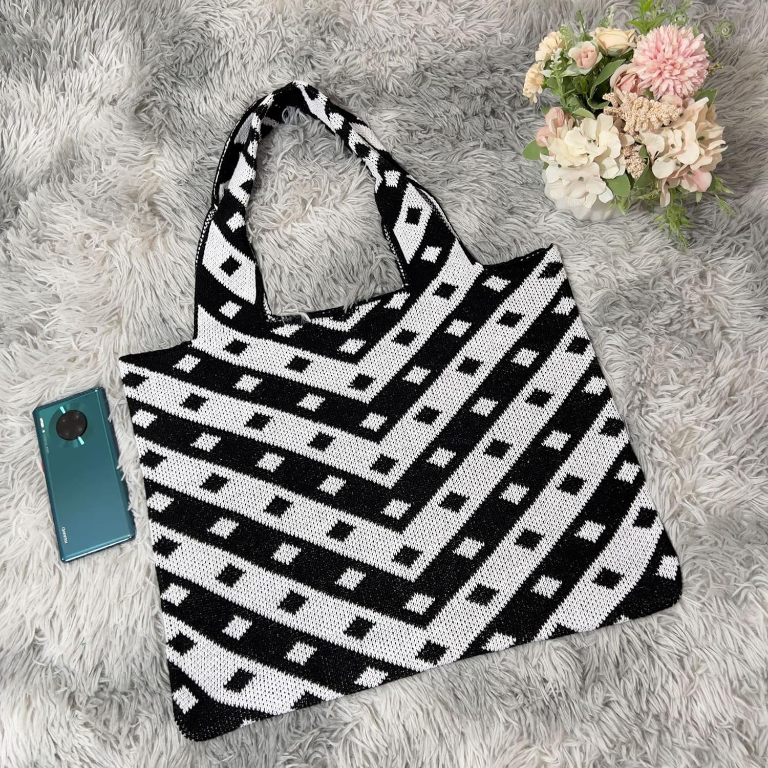 Kukuzhu Y2k Aesthetic Tote Bag Aesthetic Y2k Bag Crochet Tote Bag Aesthetic Tote Bags Aesthetic Y2k Purse