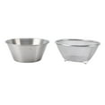 thumbnail image 2 of Stainless Steel Colander with Bowl, Portable Micro Perforated Strainer Colander Set, Kitchen Strainer for Draining Cooked Pasta, Noodles, Washing Vegetables Fruits, Dishwasher Safe, 2 of 7