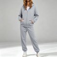 thumbnail image 4 of Sweat Sets for Women Long Sleeve Sweatshirt High Waist Jogging Pants 2 Piece Outfits Sweatsuits Fall Y2K Clothing Oversized Hoodie,Airport Travel Matching Outfit,Athletic Comfy Clothing Light Ashy, 4 of 7