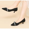 thumbnail image 2 of Womens Pearl Breathable Mesh Knitted Kitten Heels Pumps Pointed Toe Slip On Comfortable Casual Formal Dress Shoes, 2 of 6