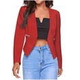 thumbnail image 2 of ICHUANYI Clearance Women's Suit Open Front Cardigan Jacket Daily Commute Office Solid Zipper Suit Short Blazers(Red, XXL) ICHUANYI WER2023081113291, 2 of 6