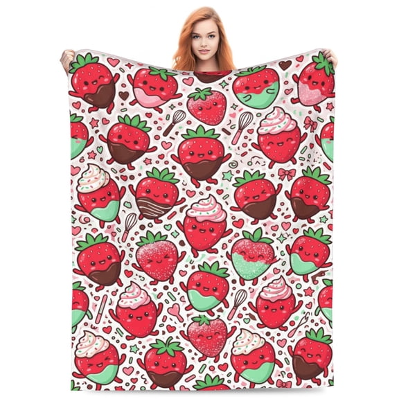 Strawberry Throw Blanket, Ultra Soft Cozy Warm Lightweight Blanket for Couch, Sofa, Bed, Bedroom Decor, Home Gift 50"x40"