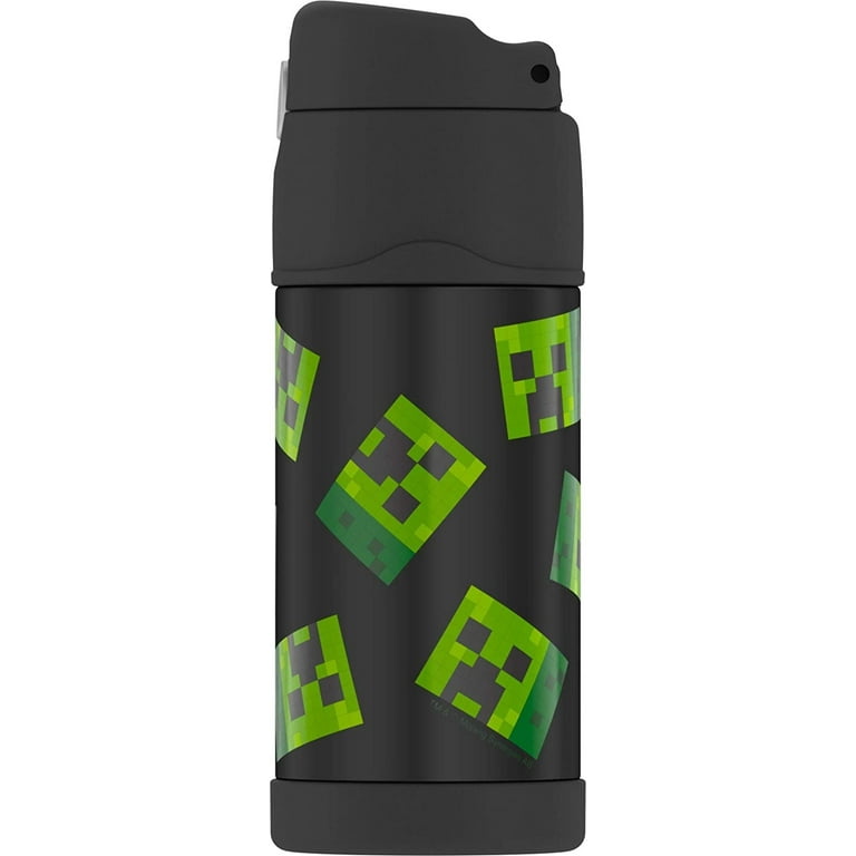 Minecraft THERMOS & Water Bottle Set Of 2, Green, Black, Creeper Themed