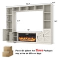thumbnail image 2 of ChVans 103" Farmhouse TV Stand with 40" Electric Fireplace & Bookshelves, Large Entertainment Center Wall Unit with Storage Cabinets, Rustic Wood Media Console for Living Room, White, 2 of 10