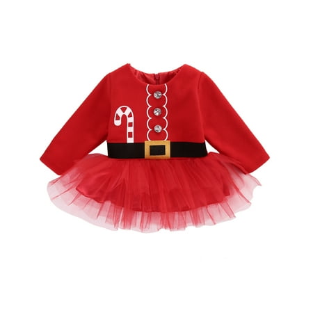 

Gwiyeopda Baby Girls Christmas Dress Kids Tulle Long Sleeve Warm Christmas Holiday Dress
