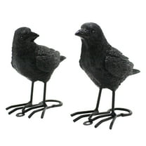 TNSAWRRYOE 2PCS Realistic Raven Figurines, Halloween Home & Garden Animal Decor, Resin Crown Statue Crafts