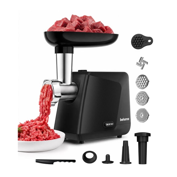 Behome 2800W Max Electric Meat Grinder, Heavy Duty Stainless Steel Meat Mincer with 1 Blade & 3 Grinding Plates, Meat Grinder Machine for Home Use, Black
