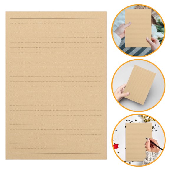 OUNONA Papel Para Escritura Retro Kraft Con Líneas Color Marrón Claro Para Cartas Y Correspondencia
