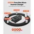 thumbnail image 2 of KFFKFF Pure Sine Wave Inverter Charger, 6000 Watt, DC 48V to AC 120V Power Inverter with LCD Display, Remote Control, Solar Inverter for Off-Grid Solar RV Boat Home, 2 of 9