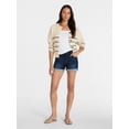 thumbnail image 4 of Time and Tru Women's Striped Cardigan Sweater with Long Sleeves, Sizes XS-XXXL, 4 of 7