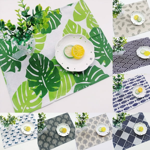 Happy date 4Packs Placemats for Dining Table Washable Woven Vinyl Placemat Non-Slip Heat Resistant Kitchen Table Mats Easy to Clean