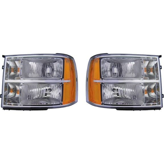 EPIC LIGHTING OE Style Halogen Headlights Assembly Replacement for GMC 07-13 SIERRA 1500 07-14 SIERRA 2500 HD 3500 HD [ GM2502283 GM2503283 25799193 25799194 ] Pair