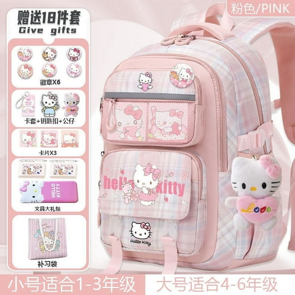 Sanrio Hello Kitty Sacs à Dos pour Enfants Jouets Kawaii Grande Capacité Filles Mignon Kuromi Léger Sac à Dos Protecteur de Colonne Vertébrale DMH-/S39*17*28cm Meilleurs Cadeaux pour Enfants Enfants Amis Fans