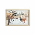 thumbnail image 1 of Rock and Roll Wall Art with Frame, Close Scene of a Man Playing His Guitar, Printed Fabric Poster for Bathroom Living Room, 35" x 23", White Multicolor, by Ambesonne, 1 of 2