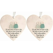 Heart-Shaped Sea Glass Friendship Decor,Friendship Heart Ornament,Decorated with Inspirational Quotes, a Meaningful Gift for Friends, Home Decor,2pcs