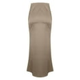 thumbnail image 5 of Viikei Women's Skirt in Pastel Colors,Womens Fashion Solid Color A Character Satin Fabric Invisible Zipper Half Length Skirt Khaki XL, 5 of 7