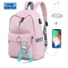 2019 Women Waterproof Backpack Girl School Shoulder Bag USB Port