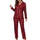 thumbnail image 1 of Conjunto de pijama ZMJ camisa y pantalones de manga larga a cuadros rojos y negros, 1 of 6