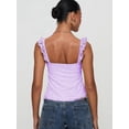 thumbnail image 5 of Women Lace Babydoll Tank Top Cap Sleeve See Throught Y2k Summer Going Out Crop Tops Violet S, 5 of 6