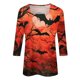 thumbnail image 3 of Camisa para mujer, moda informal, cuello cuadrado, manga 3/4, suelta, camiseta estampada de Halloween, top para mujer, 3 of 4