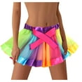 thumbnail image 2 of Herrnalise Womens Rainbow Elastic 3 Layered Short Skirt Adult Tutu Dancing Tutu Skirt, 2 of 7