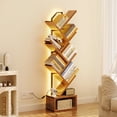 thumbnail image 5 of Casacomoda 6 Tier Tree Bookshelf, Bookcase with LED Lights, Display Floor Standing Storage Shelf, Book Organizer Shelves for Home Office, Living Room, Vintage, 5 of 9