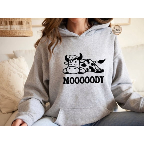 Mooooody Sweatshirt, Moody Sweatshirt, Funny Cow Sweatshirt, Cow Hoodie, Unisex Sweatshirt, Funny Hoodie, Cute Cow Hoodie, Cow Lover Gift