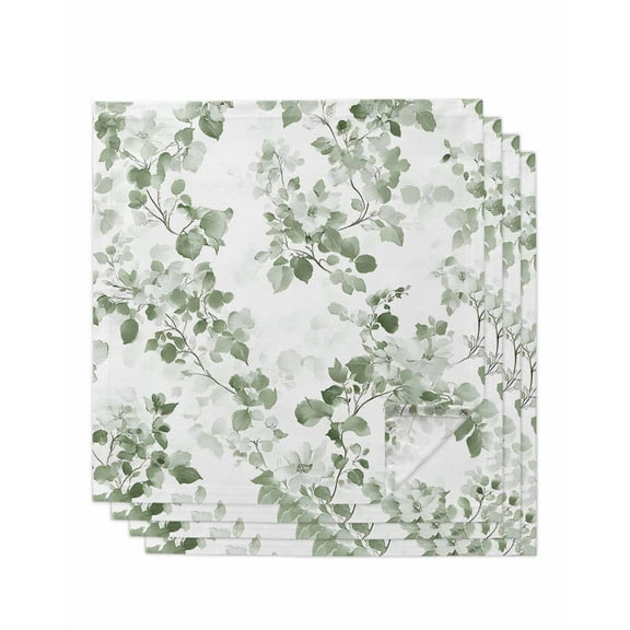 nqOlkjepod Tropical Foliage Cloth Napkins Set of 4 Reusable Dinner Napkins, Sage Green Botanical Spring Summer Cocktail Napkin Washable Table Napkins for Wedding/Holiday Party/Baby Shower 20"x20"