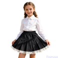 thumbnail image 2 of Fozruso Girls Lace Bowknot Pleated Mini Skirt Elegant Formal A Line Short Skirt Back to School Outfits(Black), 2 of 6