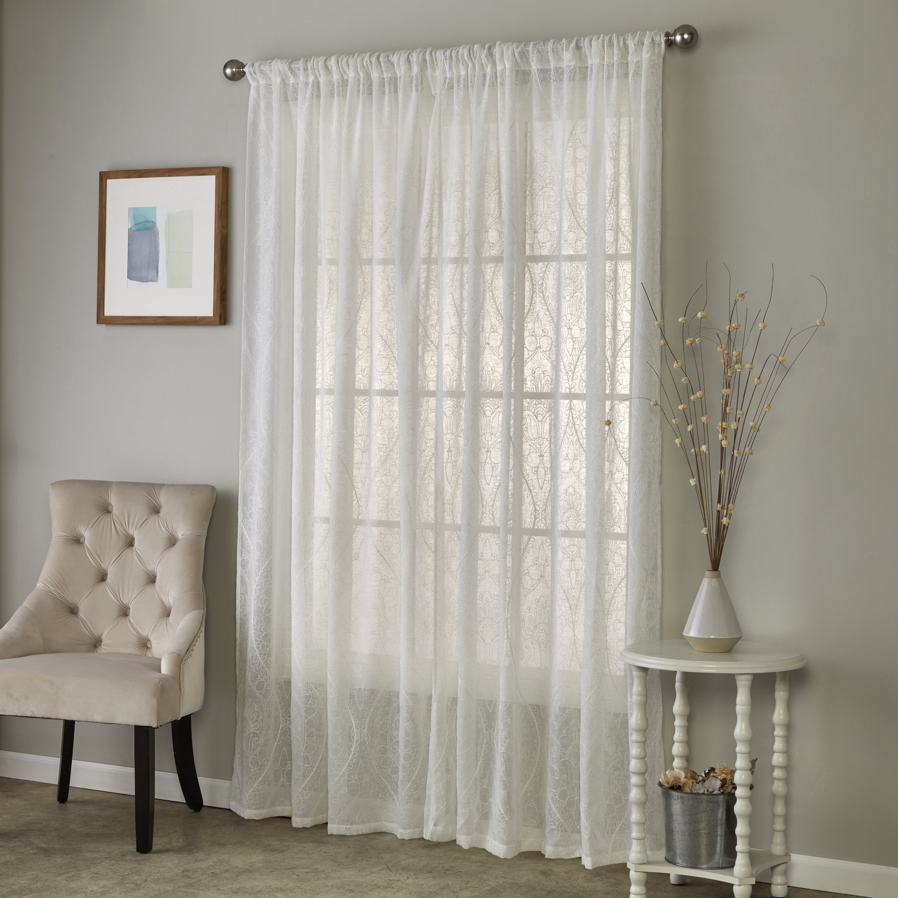 SKL Home Isabella Lace Curtain Panel, White, 52x84
