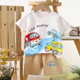 thumbnail image 2 of HCNTES Toddler Baby Boys Girls Summer Outfits Kids Short Sleeve T Shirts Tops Shorts Boys Clothes(Sky Blue,3-4 Years), 2 of 3