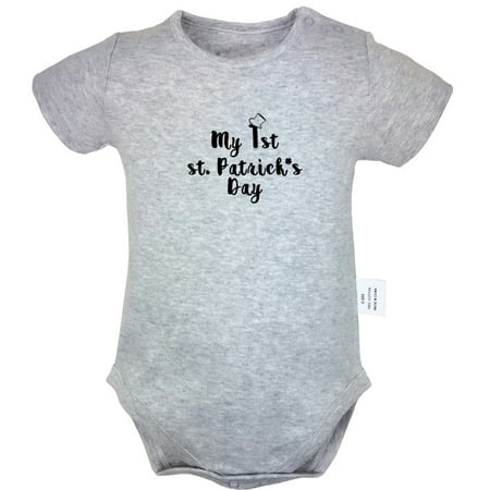 

My 1st st. Patrick s Day Funny Rompers For Babies Newborn Baby Unisex Bodysuits Infant Jumpsuits Toddler 0-24 Months Kids One-Piece Oufits (Gray 6-12 Months)