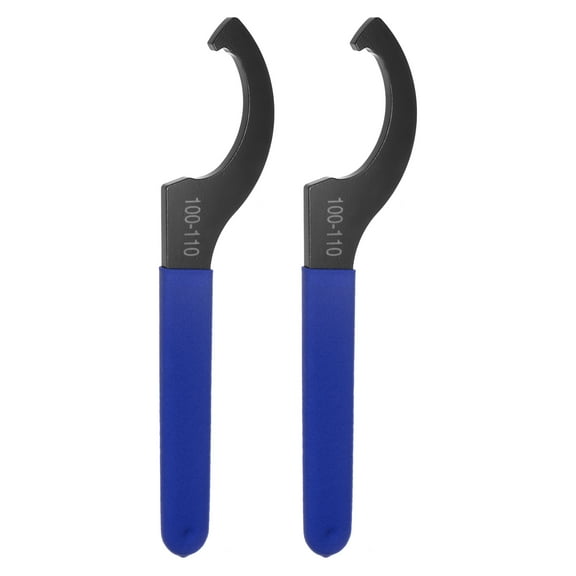 Uxcell 2 Pcs C Hook Spanner Wrench for Lathe Clamping 100-110 Collet Chuck Nut With Blue Non-slip Handle