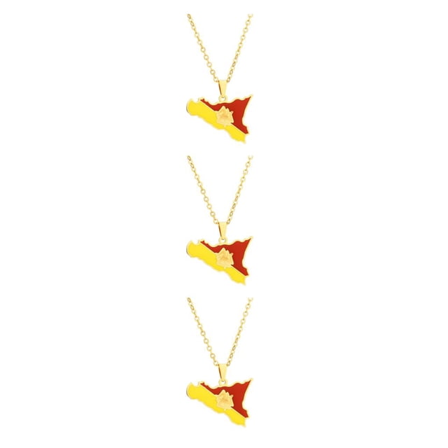 Transemion Pendentif en Acier Inoxydable Déclaration de Mode Collier en Acier Inoxydable pour Unisexe Toute Déclaration d'Occasion avec Style Or 3Set