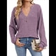 thumbnail image 2 of Camisa Henley de Larga para Mujer, Cuello en V, Suéteres Casuales Elegantes, Ropa de Moda para Otoño. Rojo Púrpura L, 2 of 10