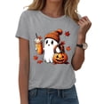 thumbnail image 2 of Leey-World Women Halloween Shirt Shirt for Women Happy Halloween T-Shirt Fall Funny Graphic Tees Tops Gift, 2 of 7